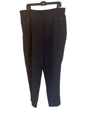 Karen Scott II Womens Black Stretch Pull-On Pants With Front Pleats & Side Zip P